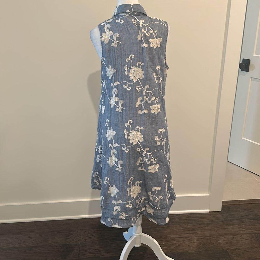 Anthropologie Isabella Sinclair Tillie Embroidered  Floral Blue Dress - Picture 8 of 12